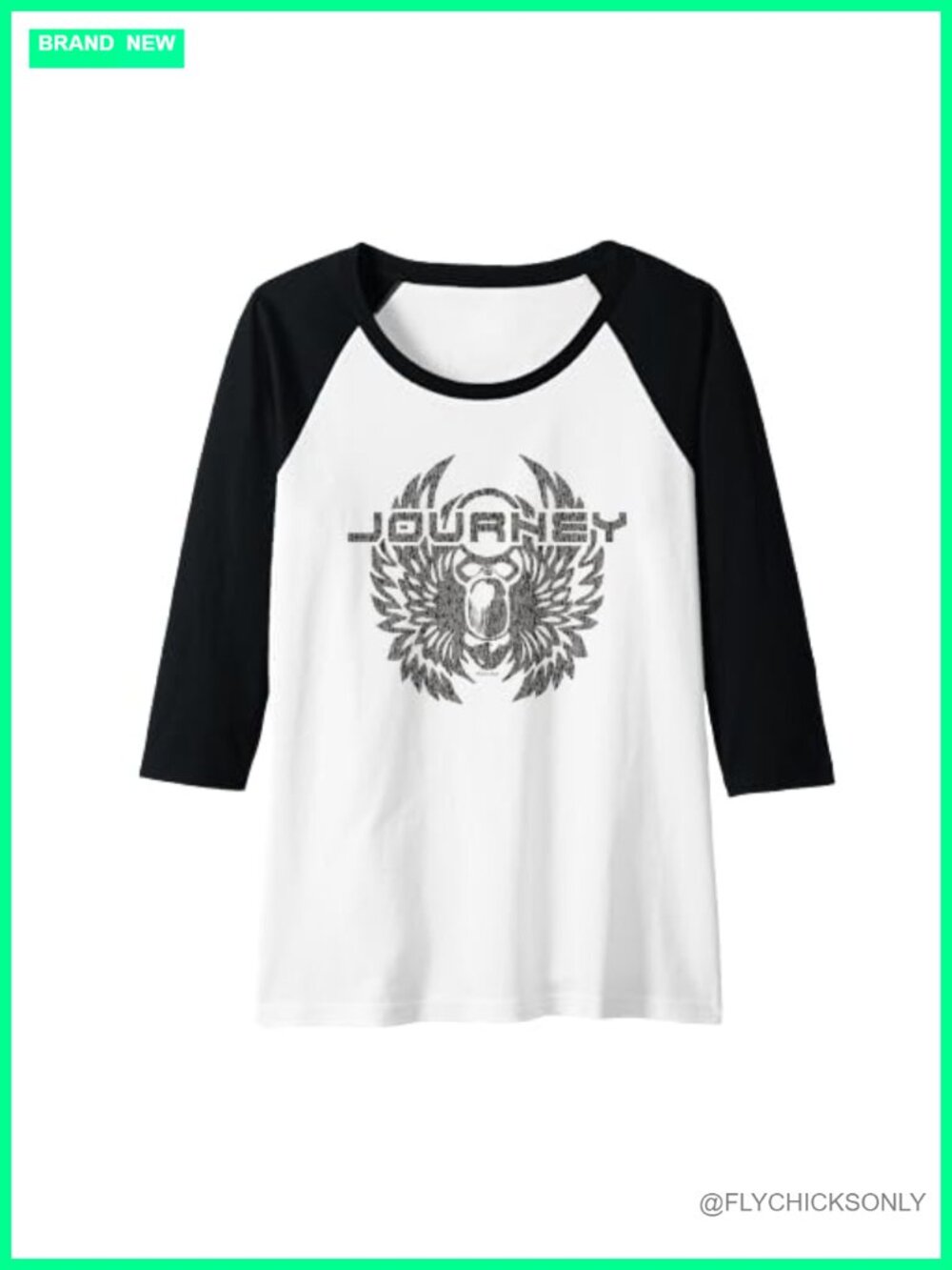 Journey Officially Licensed Raglan Baseball Tee Vintage Band Graphic